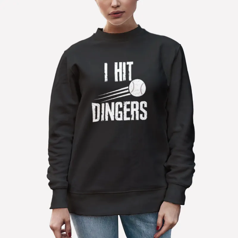 Unisex Sweatshirt Black Vintage Baseball I Hit Dingers Kid Shirt