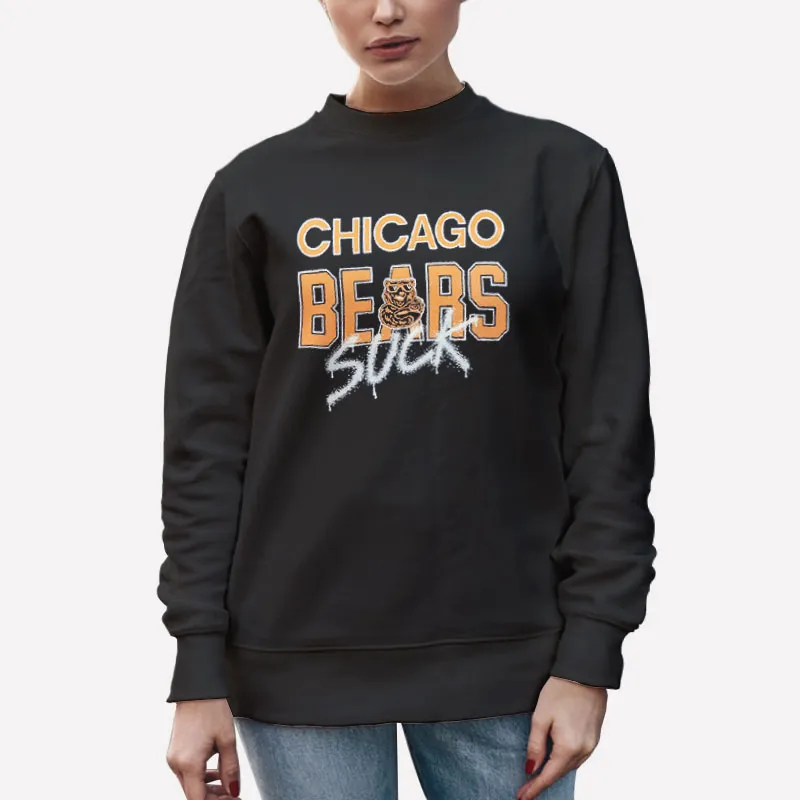 Unisex Sweatshirt Black Vintage Graffiti Chicago Bears Suck Shirt