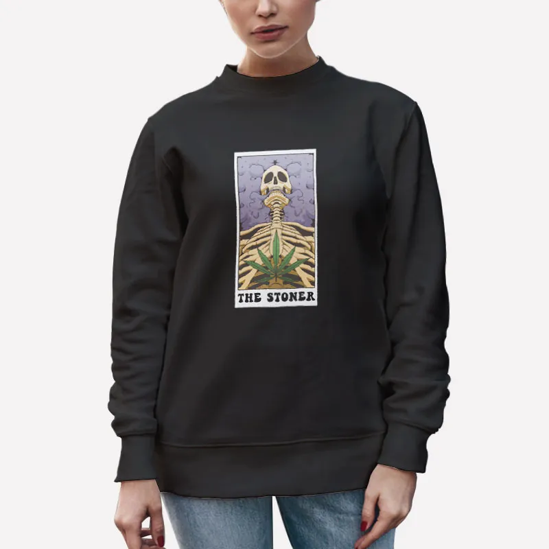 Unisex Sweatshirt Black Witchy Skeleton The Stoner Tarot Card Shirt