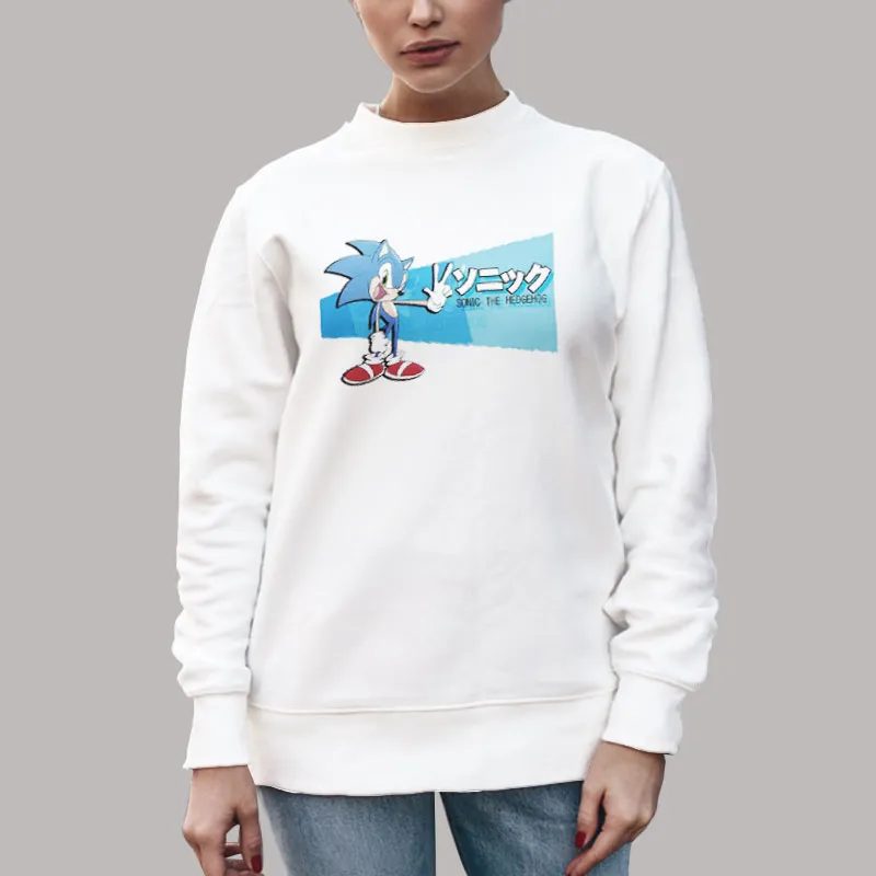 Unisex Sweatshirt White 90s Vintage Japanese Sonic The Hedgehog Shirt