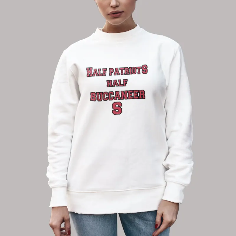 Unisex Sweatshirt White American Football Half Patriots Half Buccaneers Shirt
