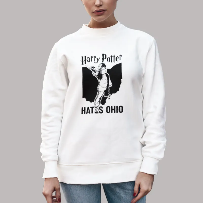Unisex Sweatshirt White Funny Harry Potter Hates Ohio Shirt