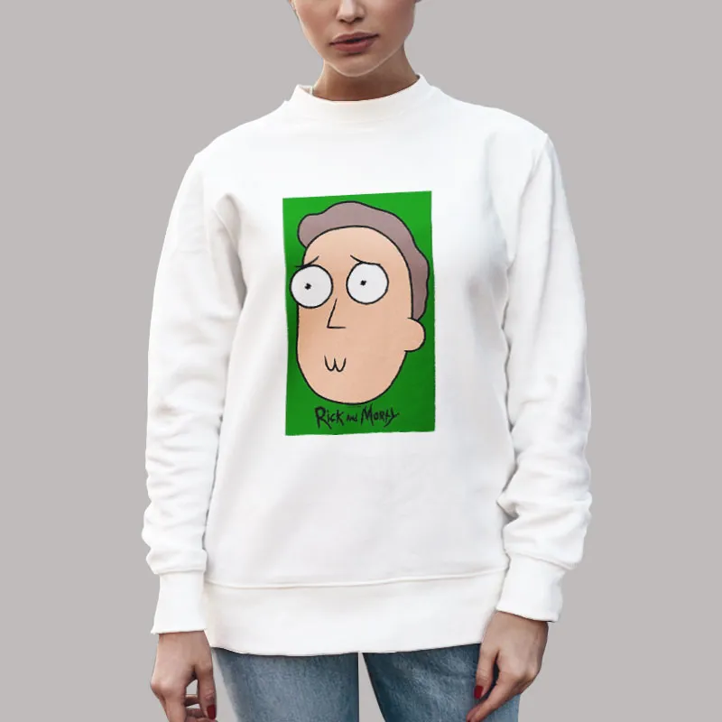 Unisex Sweatshirt White Funny Jerry Giant Head Rick And Morty Shirt