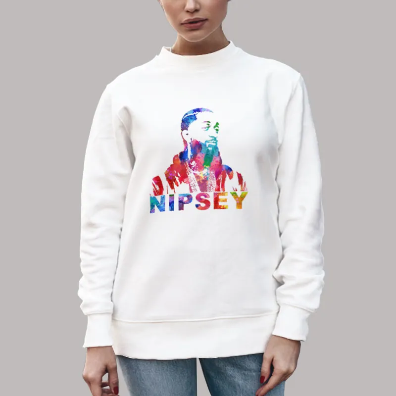 Unisex Sweatshirt White Tribute American Rapper Nipsey Shirt