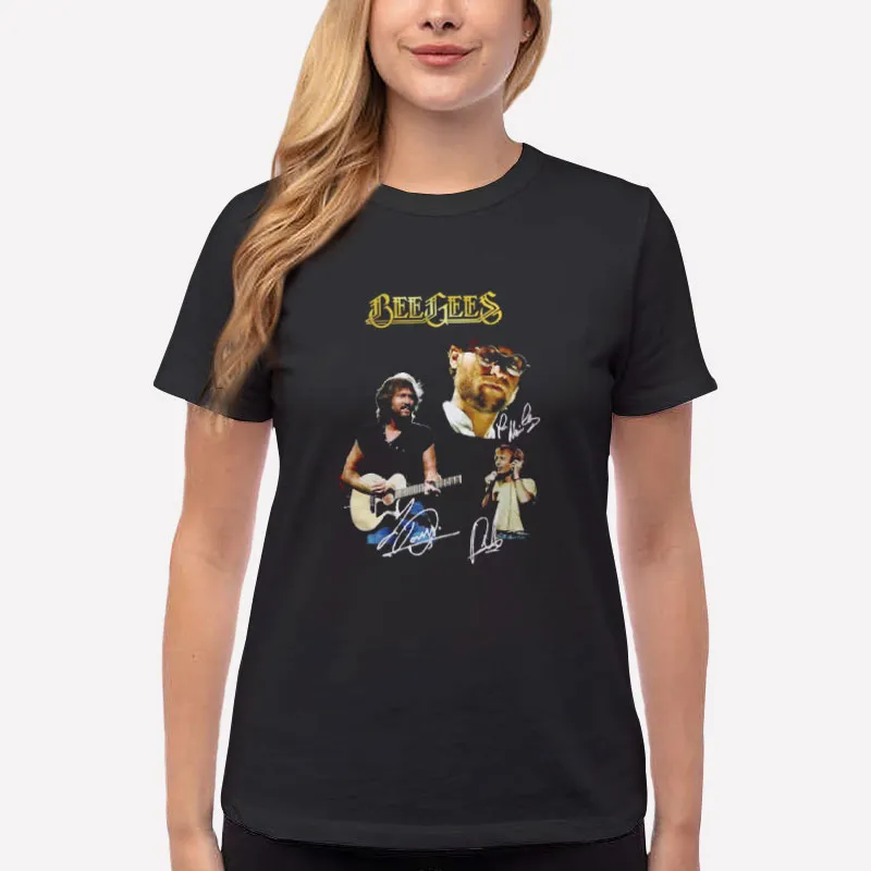 Women T Shirt Black 80s Vintage Bee Gees Shirt