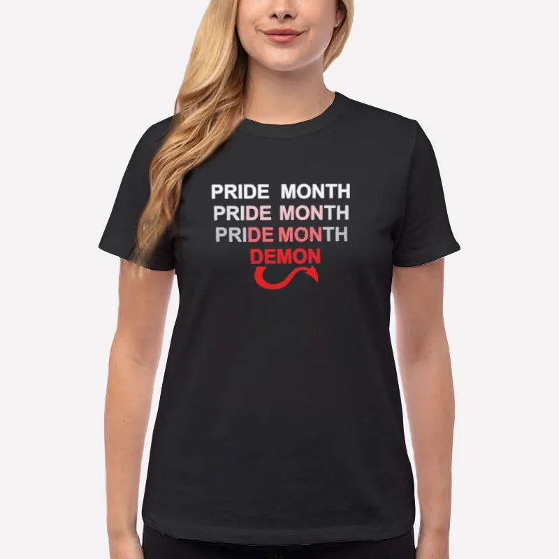 Women T Shirt Black 90s Vintage Pride Month Demon Shirt