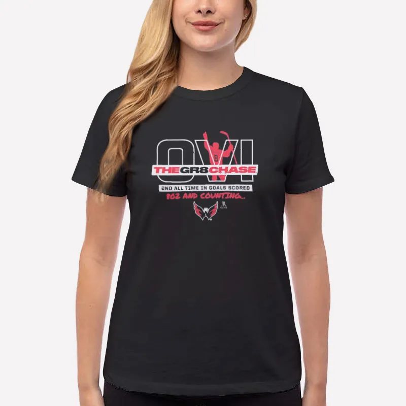 Women T Shirt Black Alexander Ovechkin Washington Capitals The Gr8 Chase Shirt
