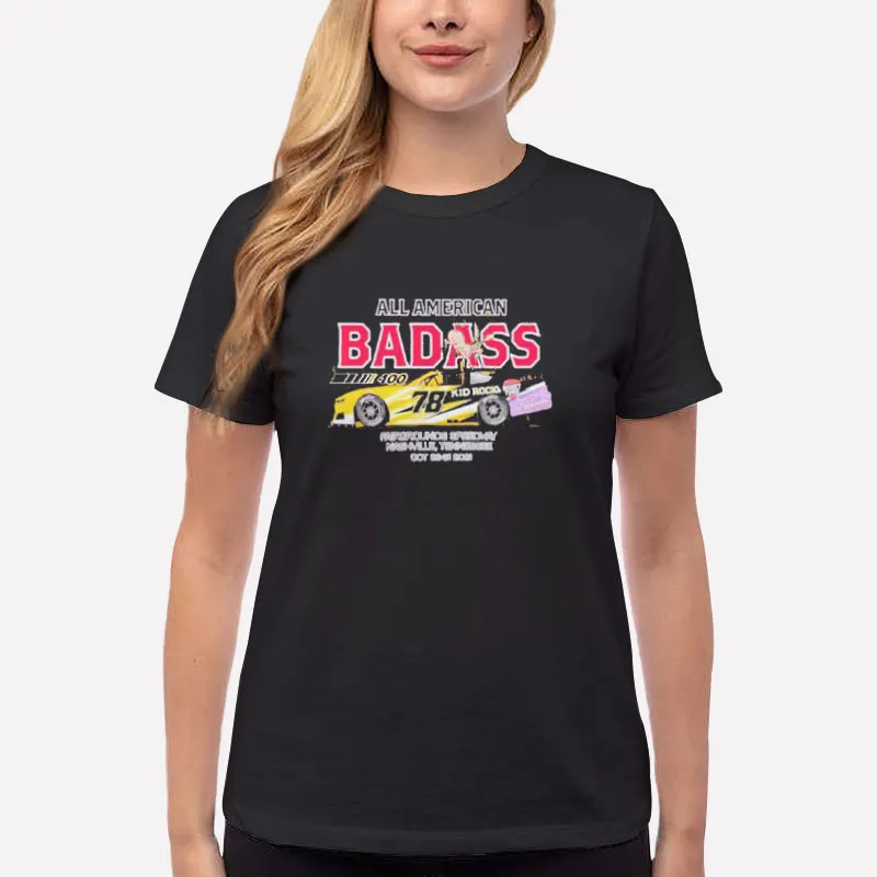 Women T Shirt Black All American Badass Fairgrounds Speedway Nashville Shirt