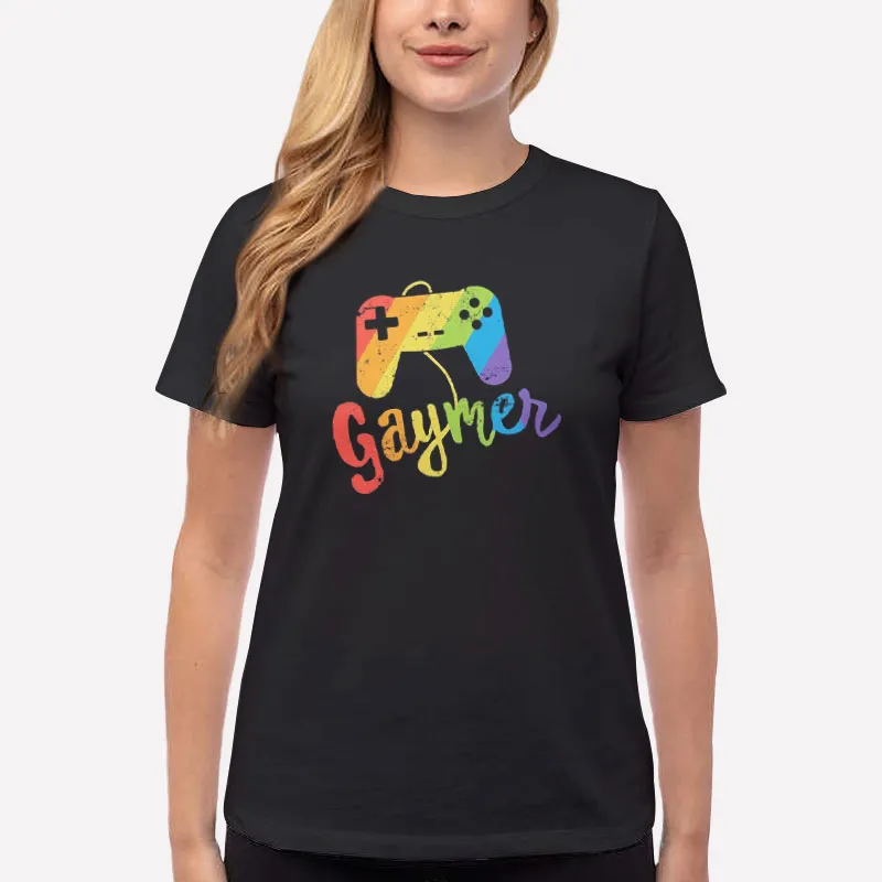 Women T Shirt Black Funny Lgbt Gay Pride Gaymer Shirt