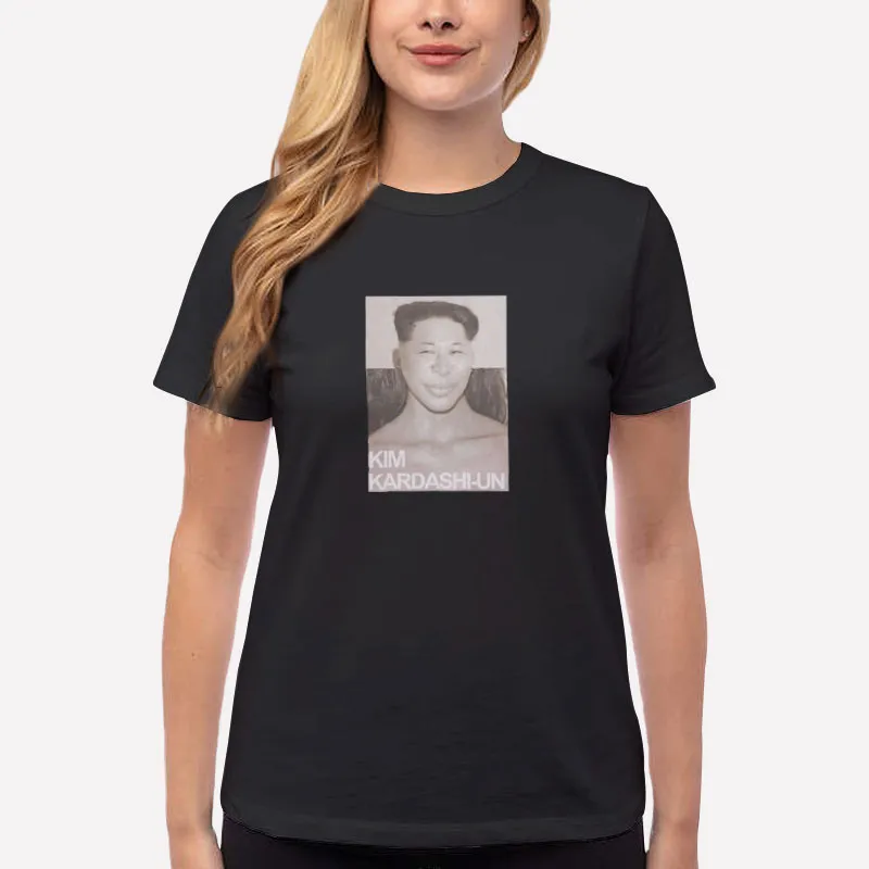 Women T Shirt Black Kim Jong Un Kim Kardashian Mashup Portrait Meme Shirt