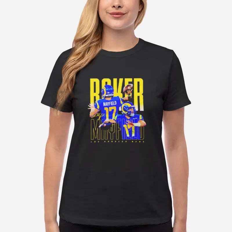 Women T Shirt Black Los Angeles Baker Mayfield Rams Shirt