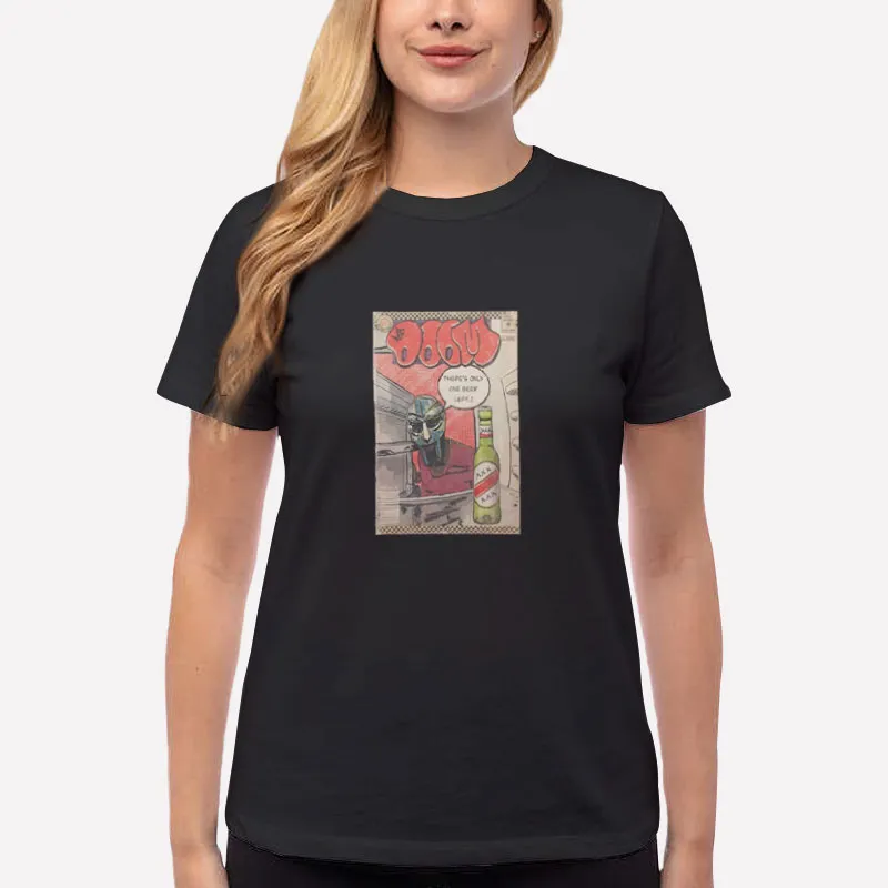 Women T Shirt Black Mf Doom There's Only One Beer Left Shirt