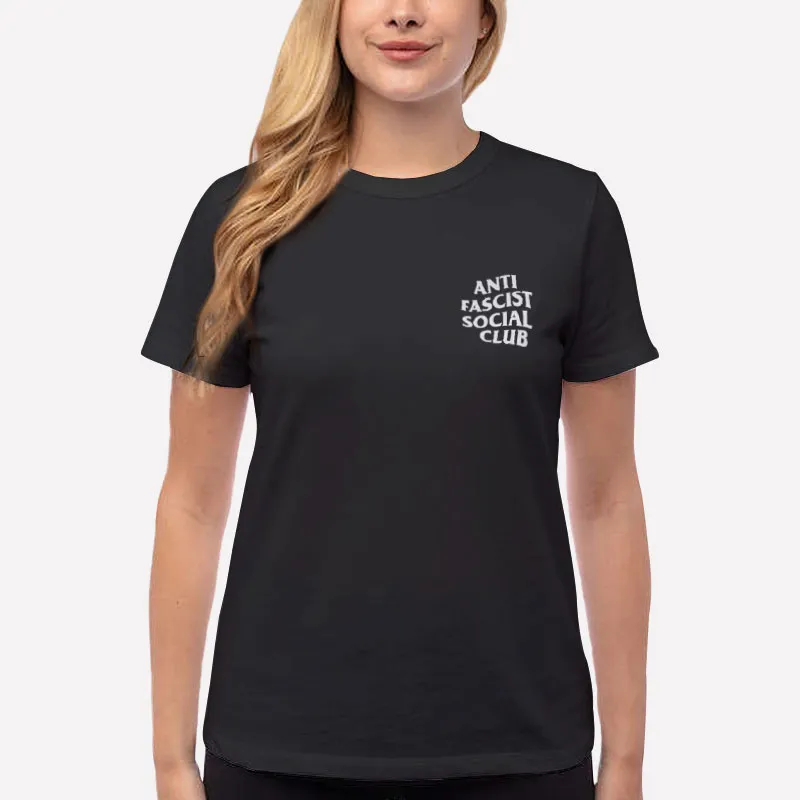 Women T Shirt Black Retro Anti Fascist Social Club Shirt