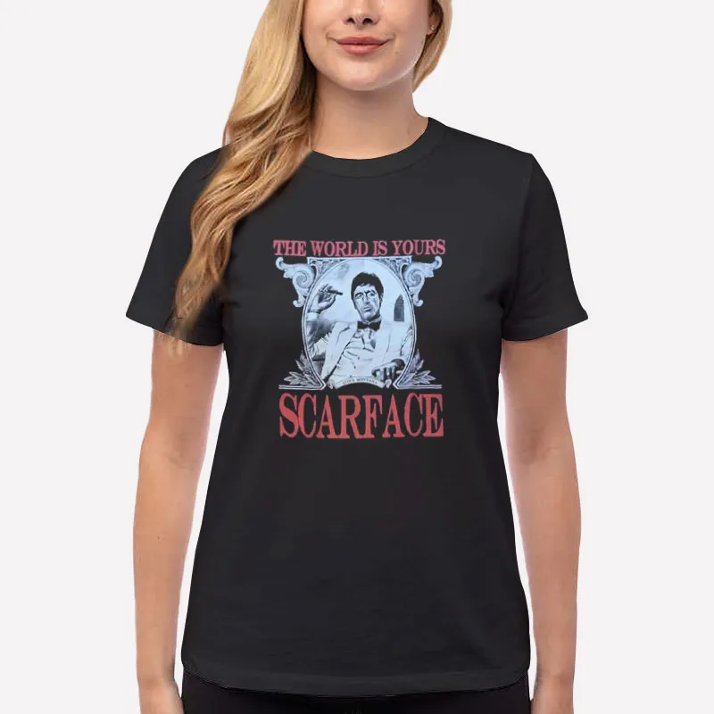 Women T Shirt Black Scarface The World Is Yours Shirt