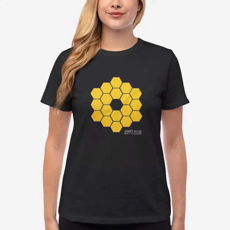 Women T Shirt Black Space Telescope James Webb T Shirt