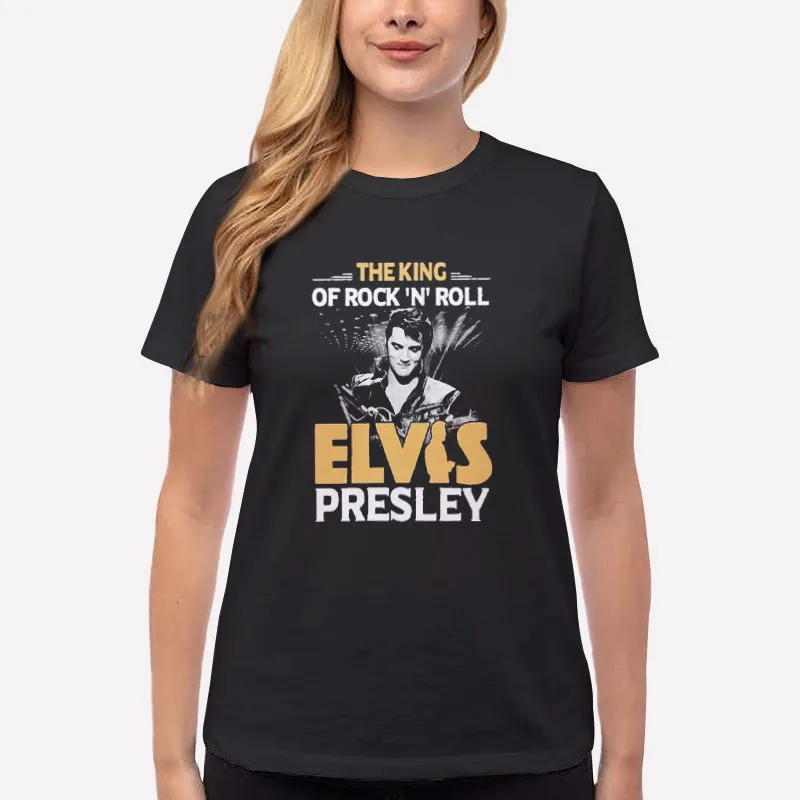 Women T Shirt Black The King Of Rock And Roll Elvis Presley Tshirt