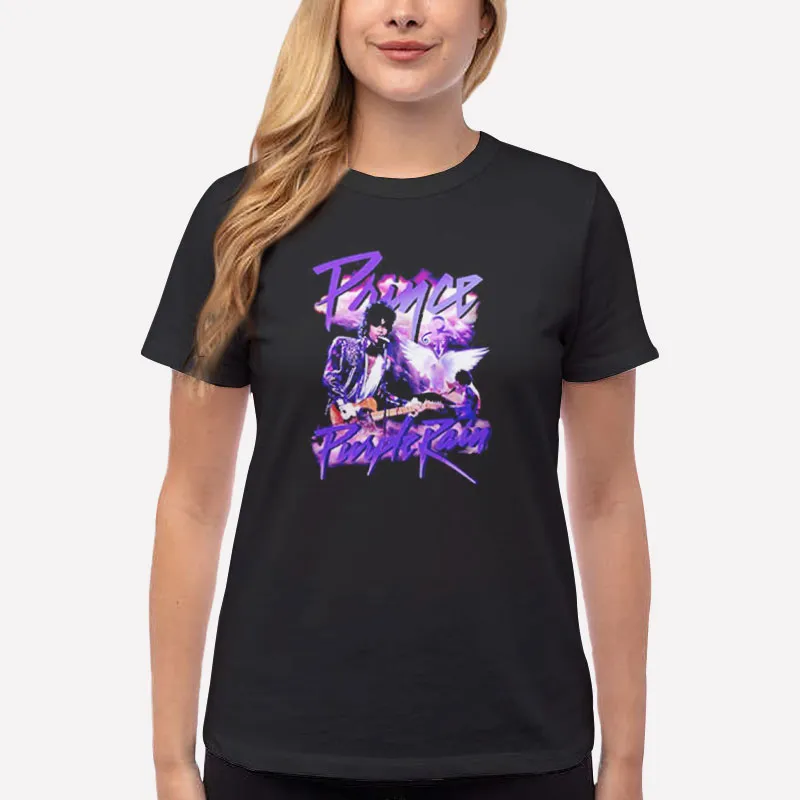 Women T Shirt Black Vintage 90s Rain Purple Prince Shirt