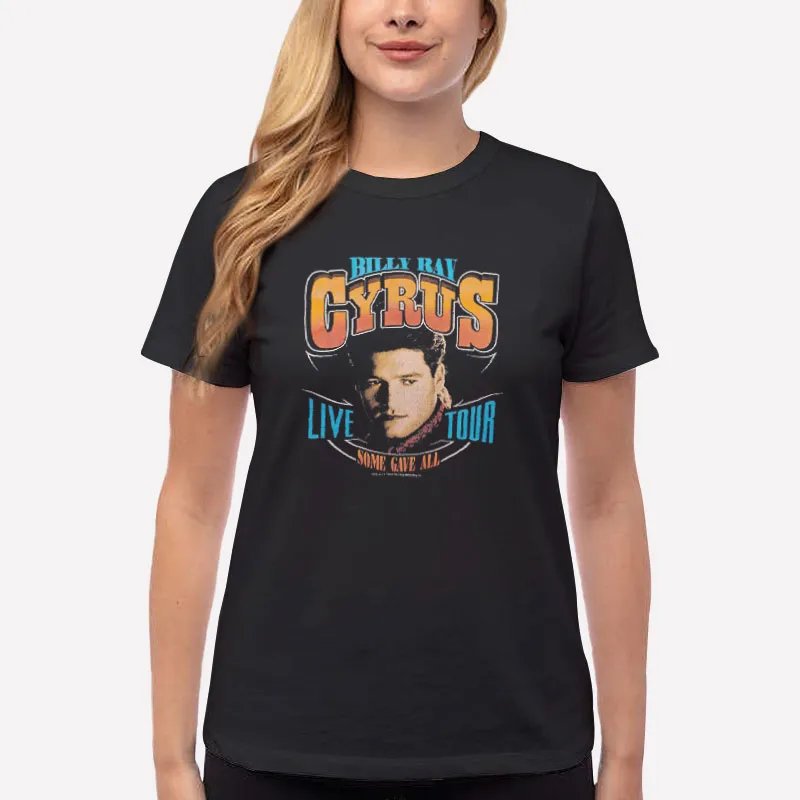Women T Shirt Black Vintage Billy Ray Cyrus Tour 90s Country Shirt