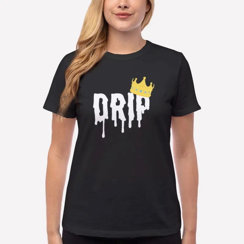 Women T Shirt Black Vintage Crown Drip King Shirt