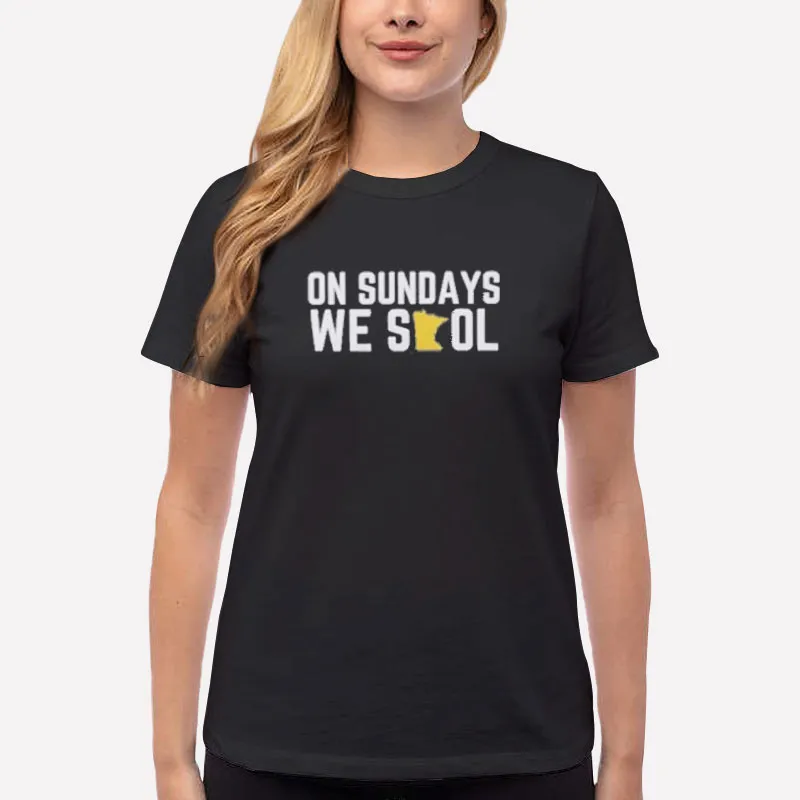 Women T Shirt Black Von Sundays We Skol Minnesota Football Shirt