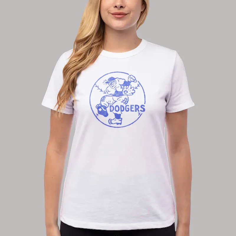 Women T Shirt White 1954 Vintage Dodgers Shirt