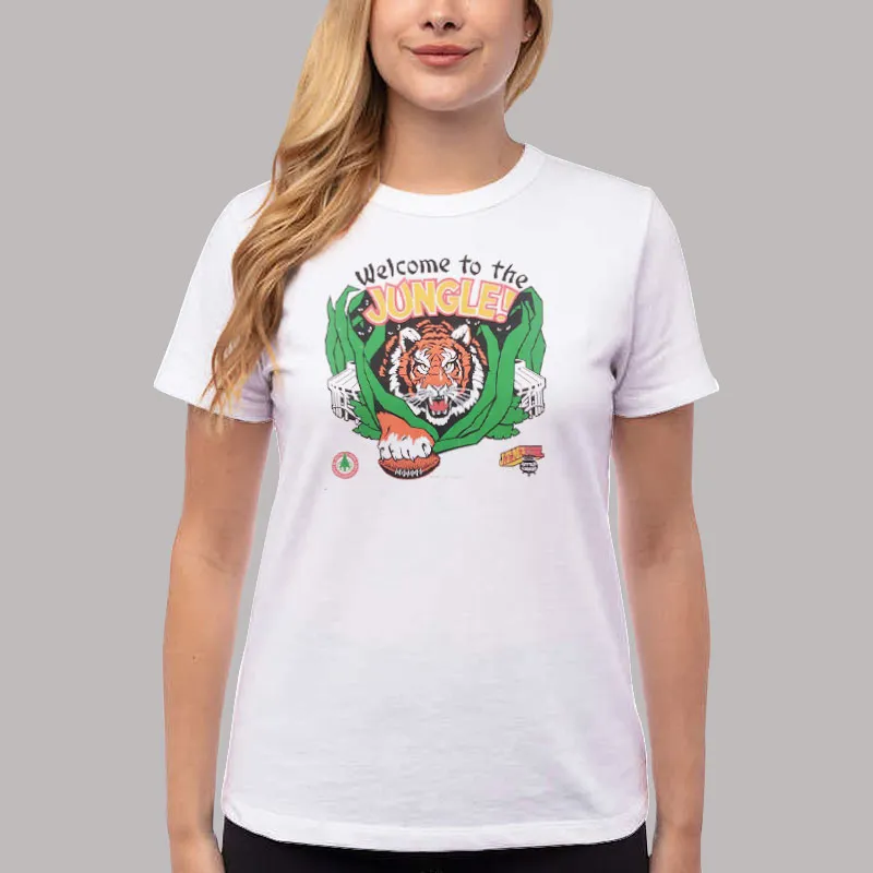Women T Shirt White Bengals Welcome To The Jungle 1989 Bengals Sign Shirt