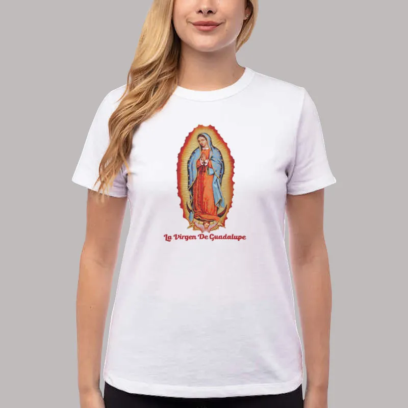 Women T Shirt White Playera Camisa Virgen De Guadalupe Shirt