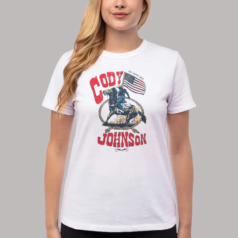Women T Shirt White Real Country Music Cody Johnson Shirts