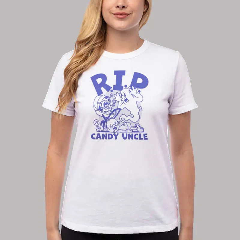 Women T Shirt White Rest In Peace The Candy Uncle Shirt