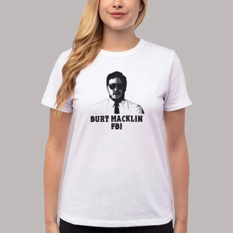 Women T Shirt White Retro Burt Macklin Parks And Rec Shirt