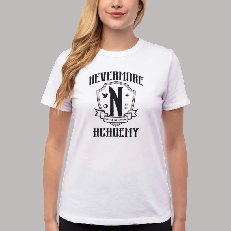Women T Shirt White Retro Movie Wednesday Addams Nevermore Academy Sweatshirt