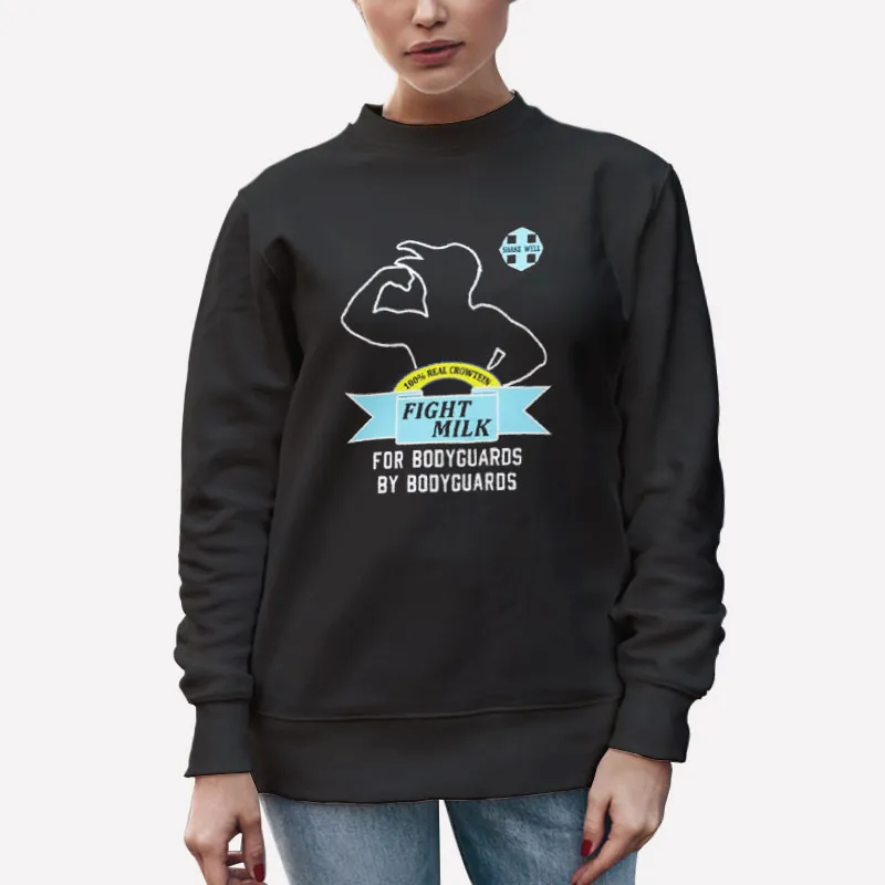 Unisex Sweatshirt Black Funny Fight Milk Shirt