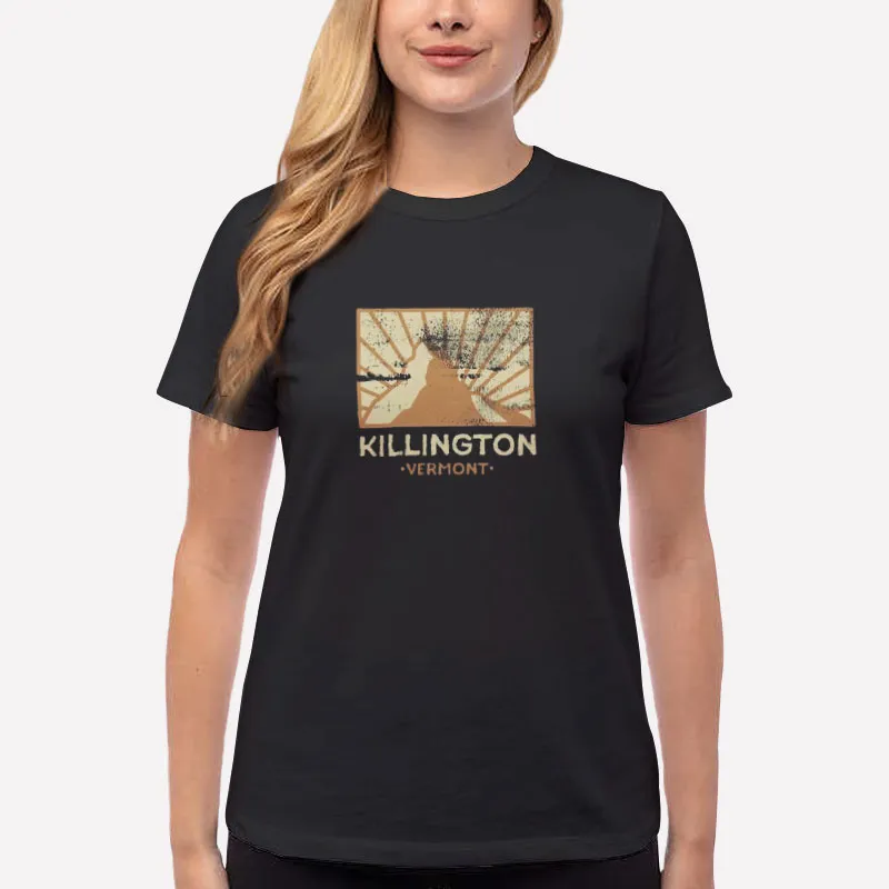 Women T Shirt Black Vintage Vermont Killington Sweatshirt