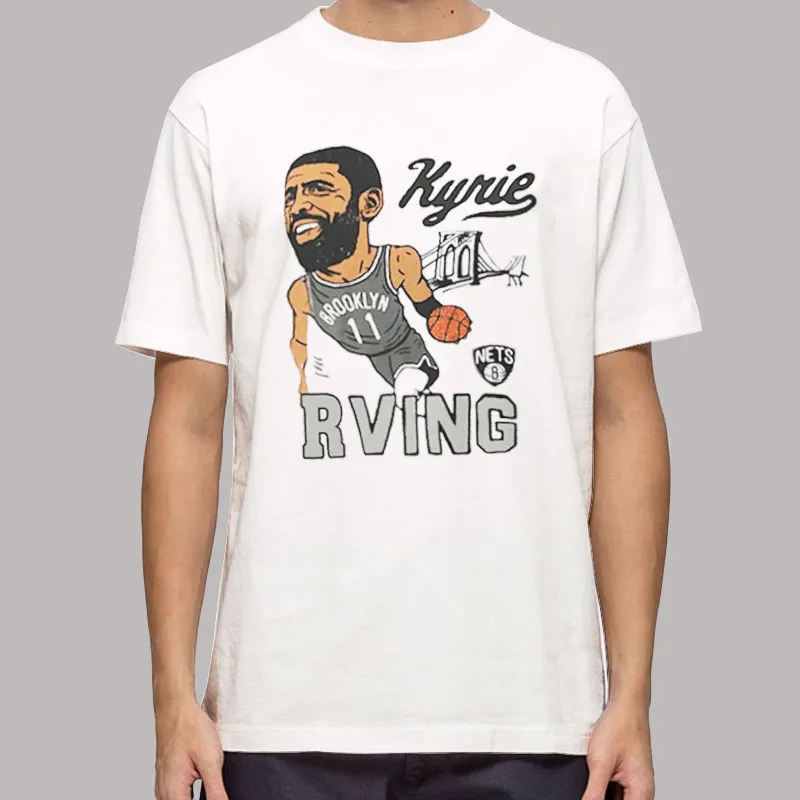Brooklyn Nets Gray Caricature Kyrie Irving Shirt