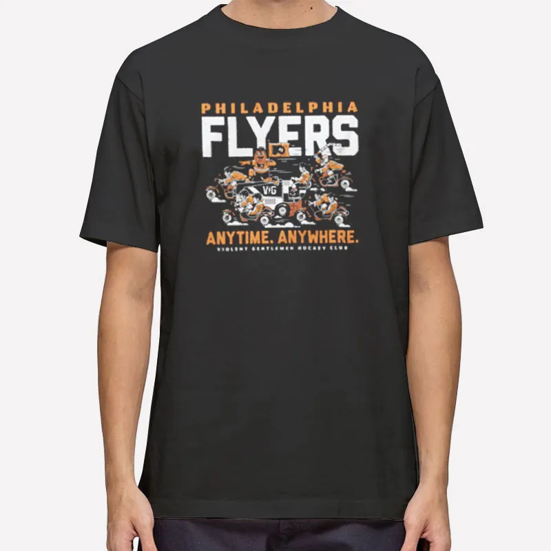 Mens T Shirt Black Anytime Anywhere Philadelphia Flyers Sweatshirt