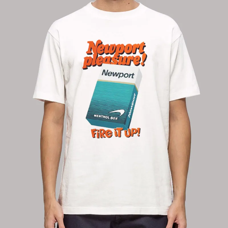 Mens T Shirt White Fire It Up Newport Pleasure Newport Cigarette Sweatshirt