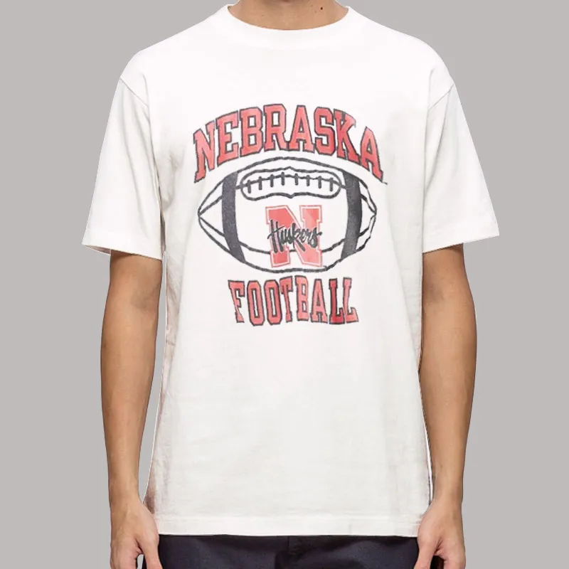 Mens T Shirt White Huskers Football Vintage Nebraska Sweatshirt