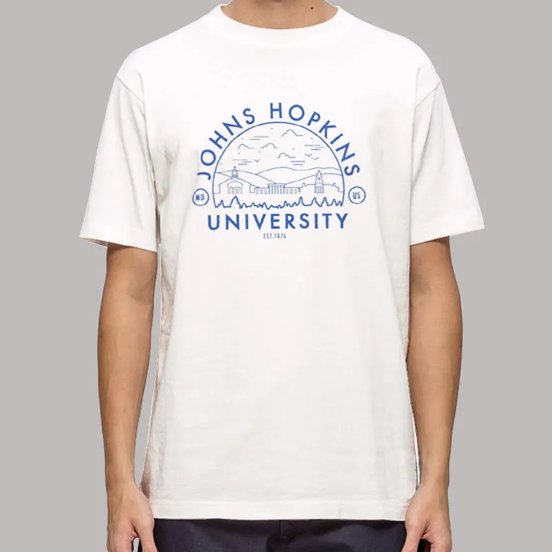 Mens T Shirt White Vintage University John Hopkins Sweatshirt