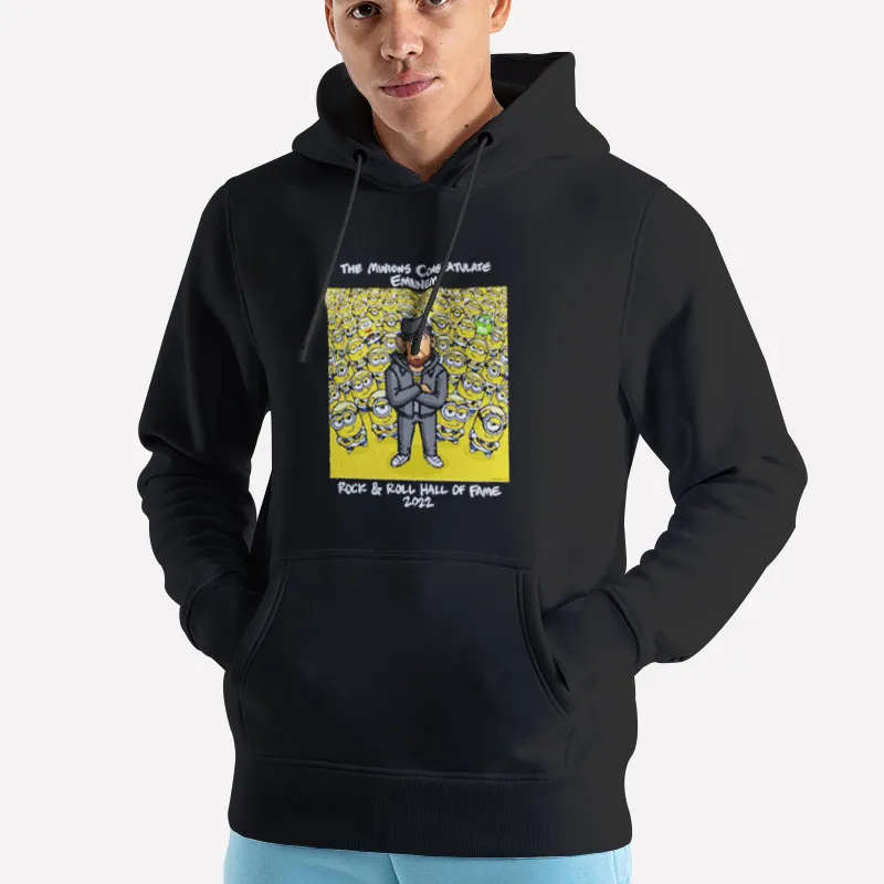 Unisex Hoodie Black Eminem Minions Rock And Roll Hall Of Fame Shirt