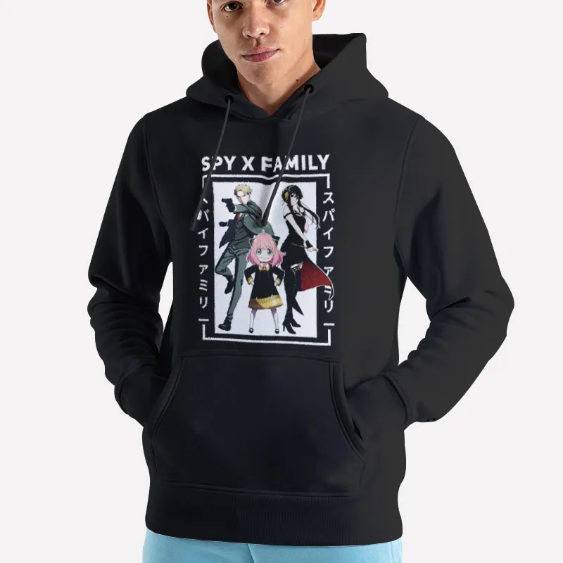 Unisex Hoodie Black Japanese Anime Spy X Family Merch Shirt
