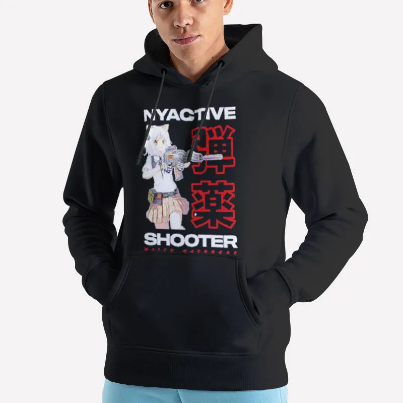 Unisex Hoodie Black Nyactive Shooter Waifu Watchers Shirt
