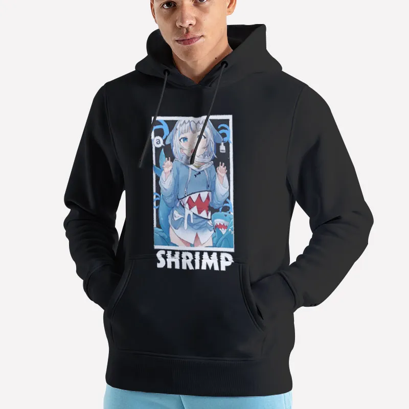 Unisex Hoodie Black Senzawa Face Gawr Gura Shrimp Shirt