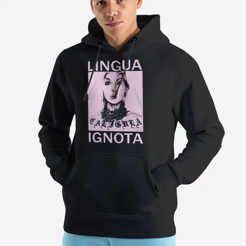Unisex Hoodie Black Vintage Caligula Lingua Ignota Shirt