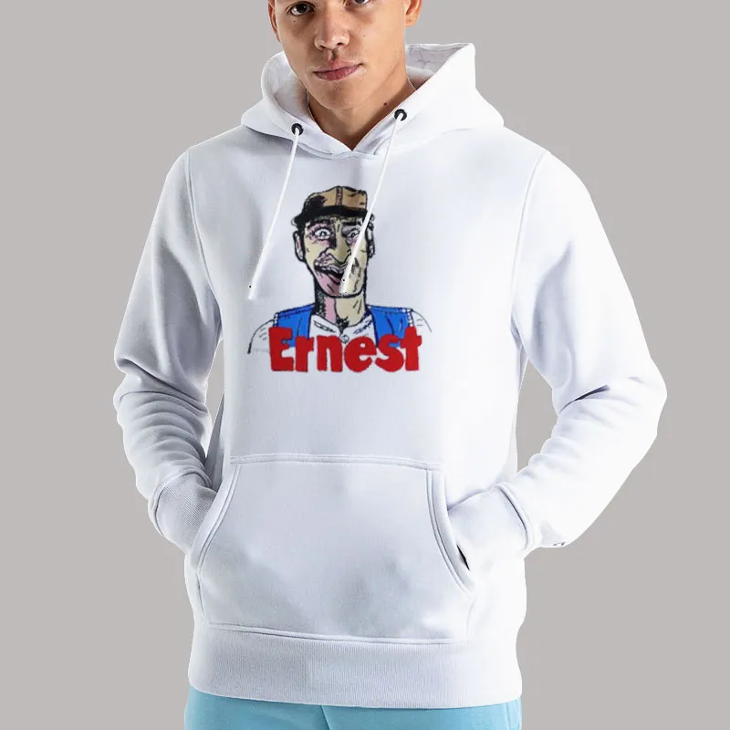 Unisex Hoodie White Ernest Meme Goes To Camp Shirt