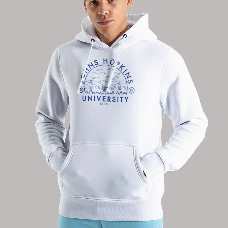 Unisex Hoodie White Vintage University John Hopkins Sweatshirt