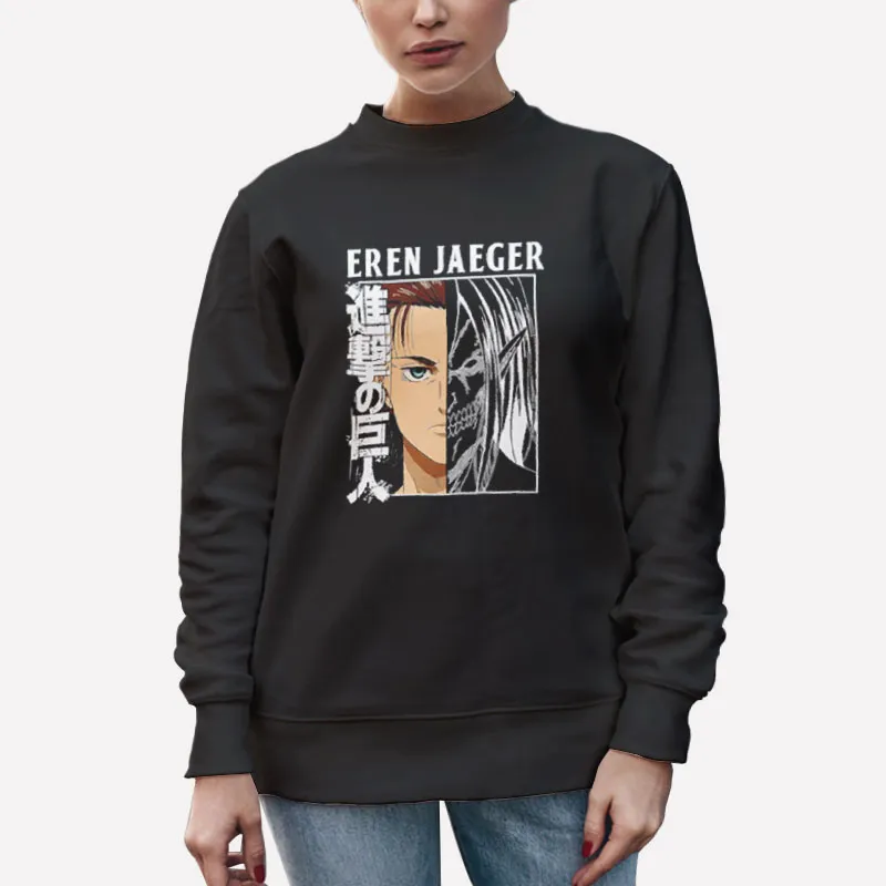 Unisex Sweatshirt Black Attack On Titan Eren Shirt