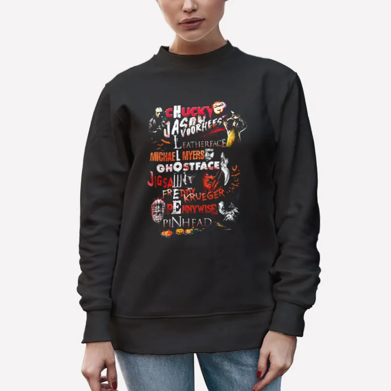Unisex Sweatshirt Black Chucky Jason Voorhees Michael Myers And Ghostface Shirt