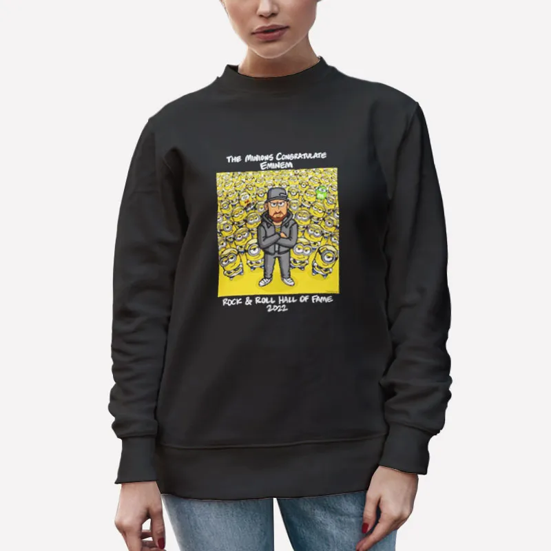 Unisex Sweatshirt Black Eminem Minions Rock And Roll Hall Of Fame Shirt