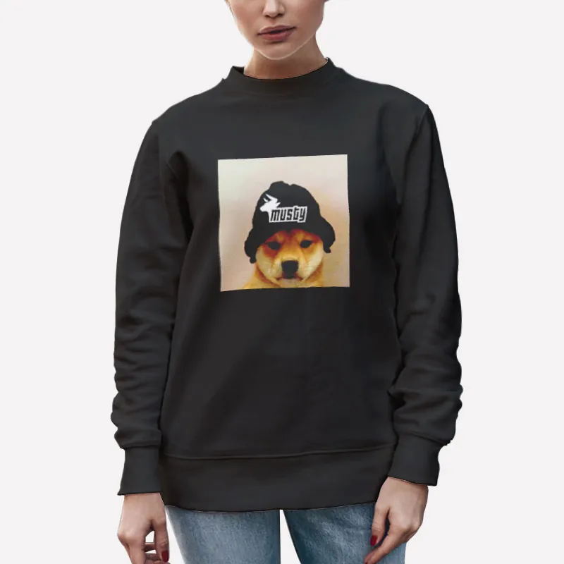 Unisex Sweatshirt Black Funny Dog Wif Hat Shirt