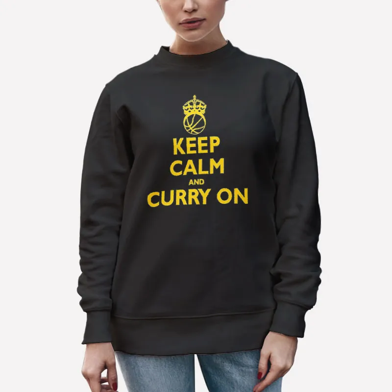 Unisex Sweatshirt Black Funny Keep Calm And Curry On T Shirt